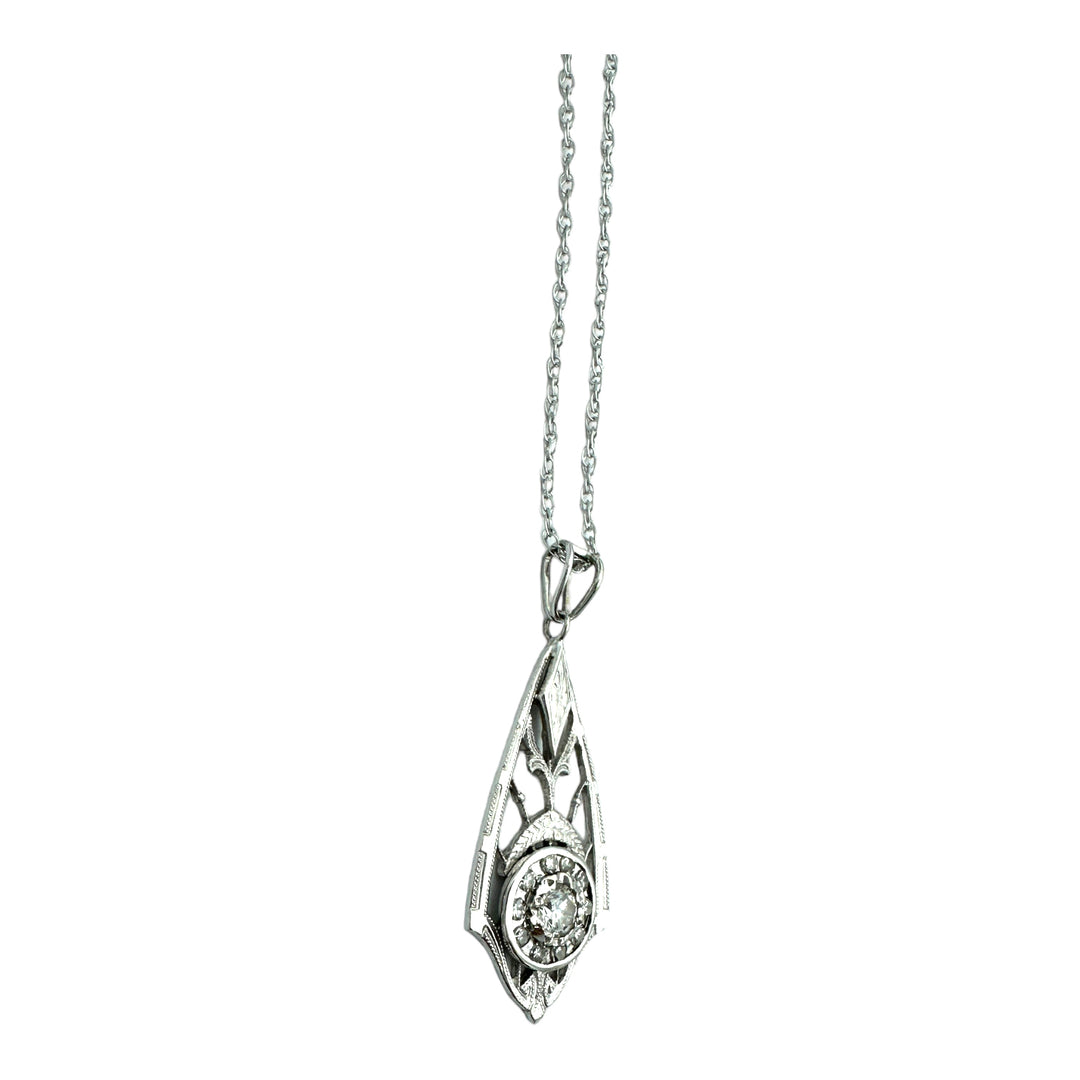 14kt Art Deco .33 Ct Diamond Pendant