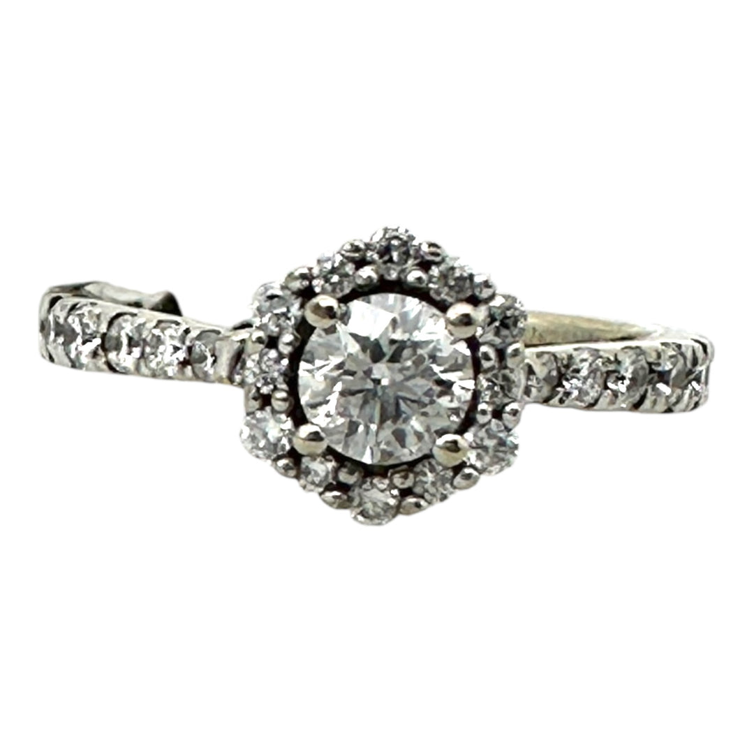 Halo .69 ct Engagement White and Pink 14kt Gold Ring