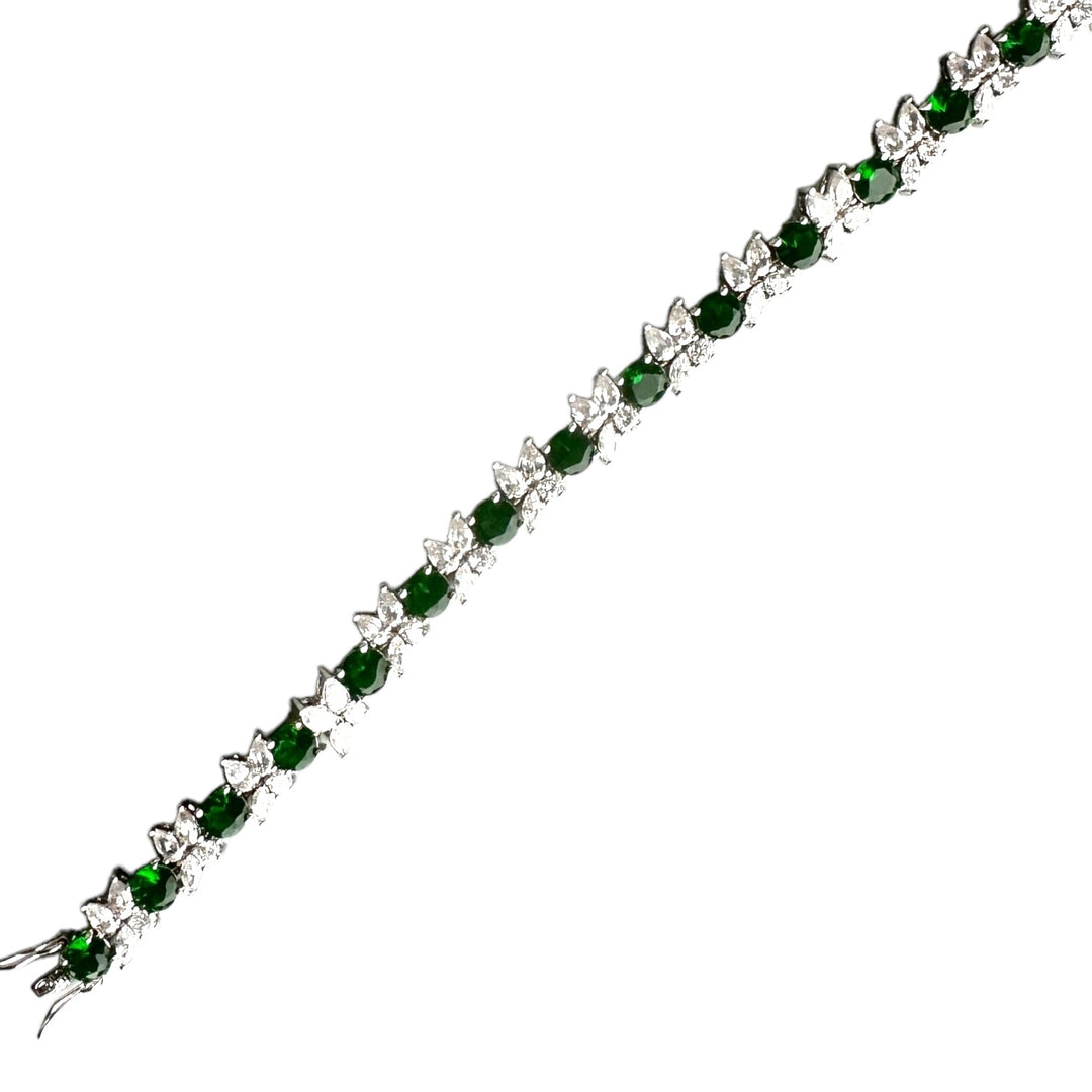 Hollywood 20ct Sterling Green Stone Tennis Bracelet