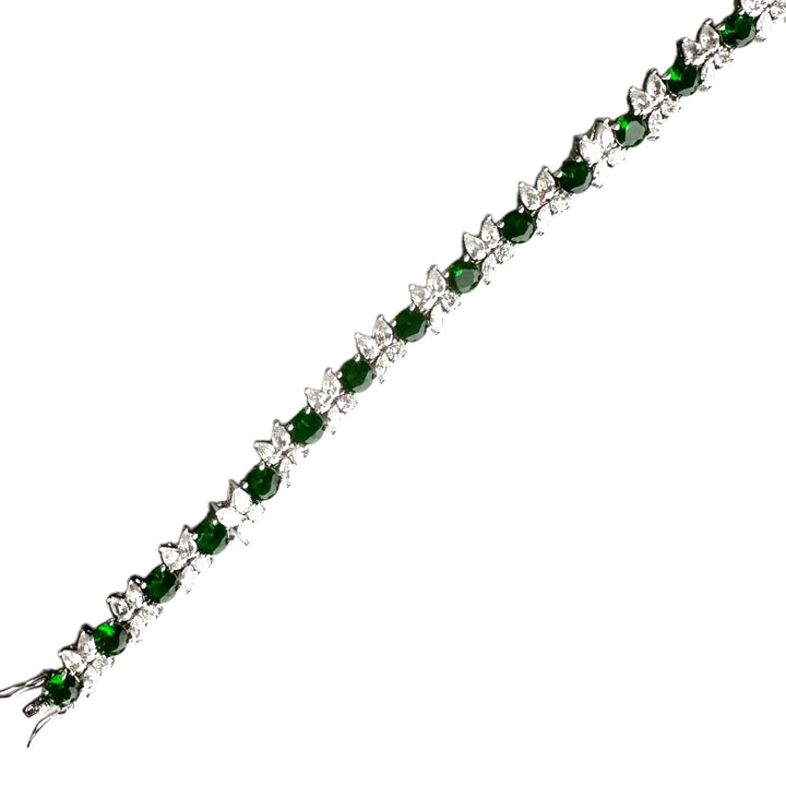 Hollywood 20ct Sterling Green Stone Tennis Bracelet