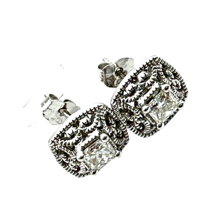 14kt .35 ct Princess Lacey Diamond Stud Earrings