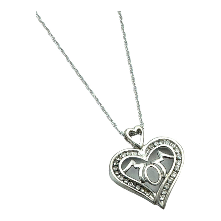Heart .15 Carat MOM Diamond White Gold Pendant