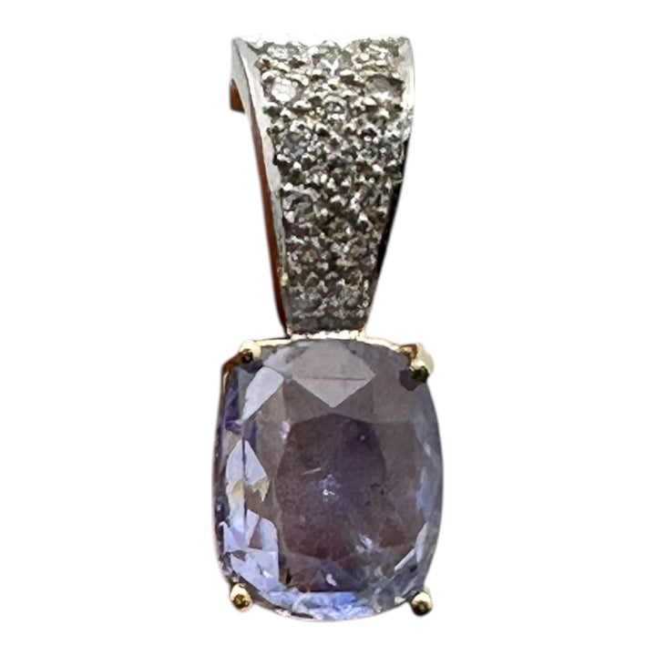 Certified 8.13 carat, Sri Lanka cushion blue sapphire, diamond enhancer pendant