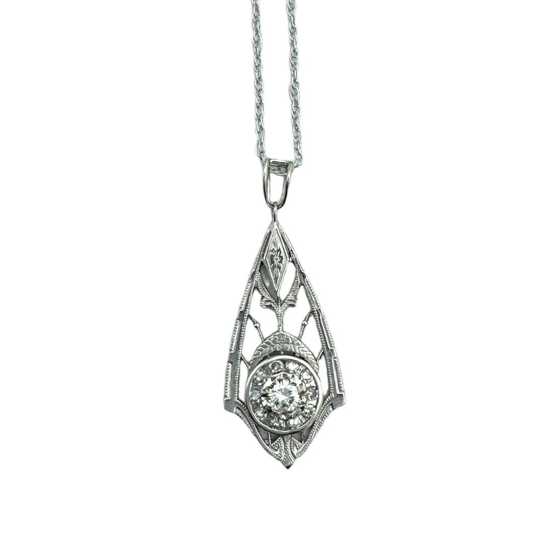 14kt Art Deco .33 Ct Diamond Pendant