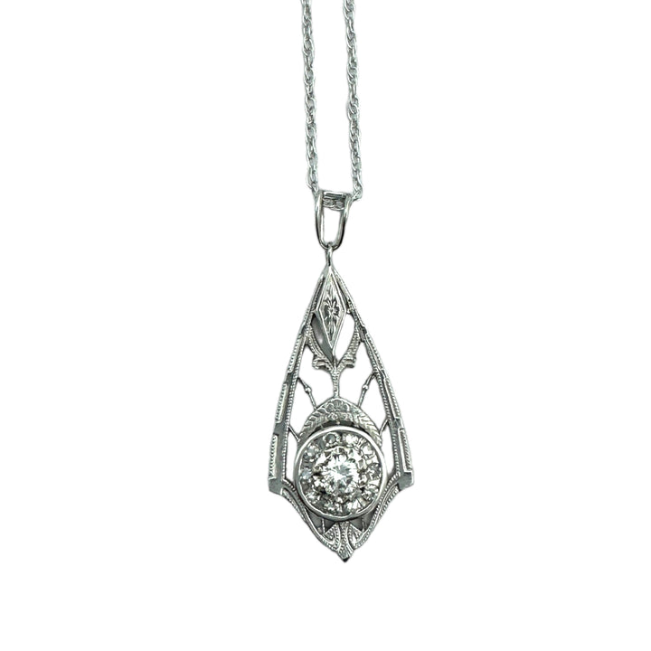 14kt Art Deco .33 Ct Diamond Pendant