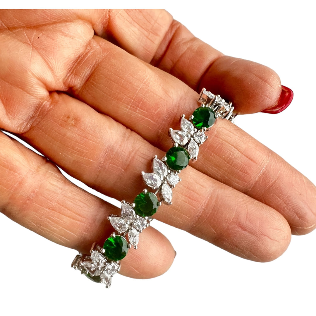 Hollywood 20ct Sterling Green Stone Tennis Bracelet