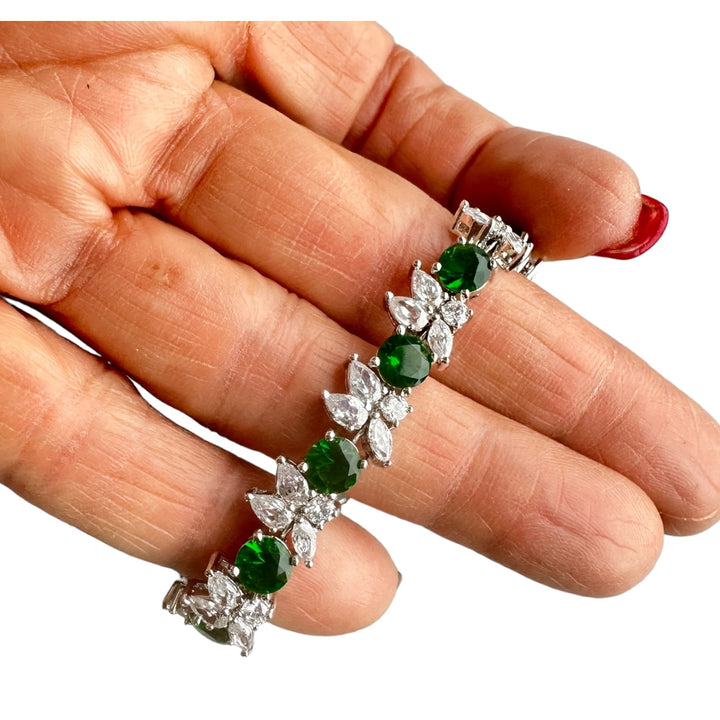 Hollywood 20ct Sterling Green Stone Tennis Bracelet