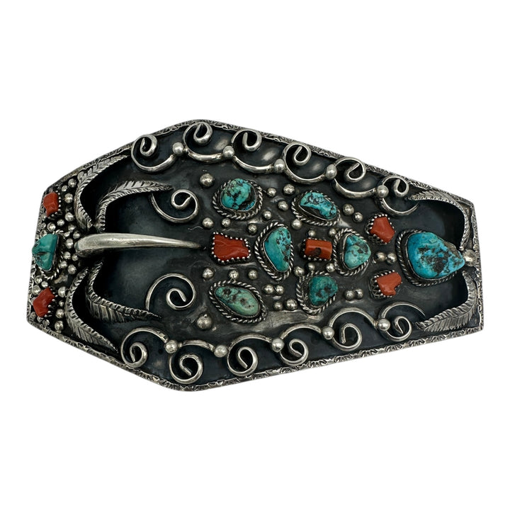 1976 Navajo Wild Bear Bob , Thunder Bolt Dan Turquoise Belt Buckel 6 oz Sterling