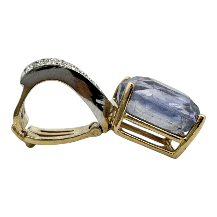 Certified 8.13 carat, Sri Lanka cushion blue sapphire, diamond enhancer pendant