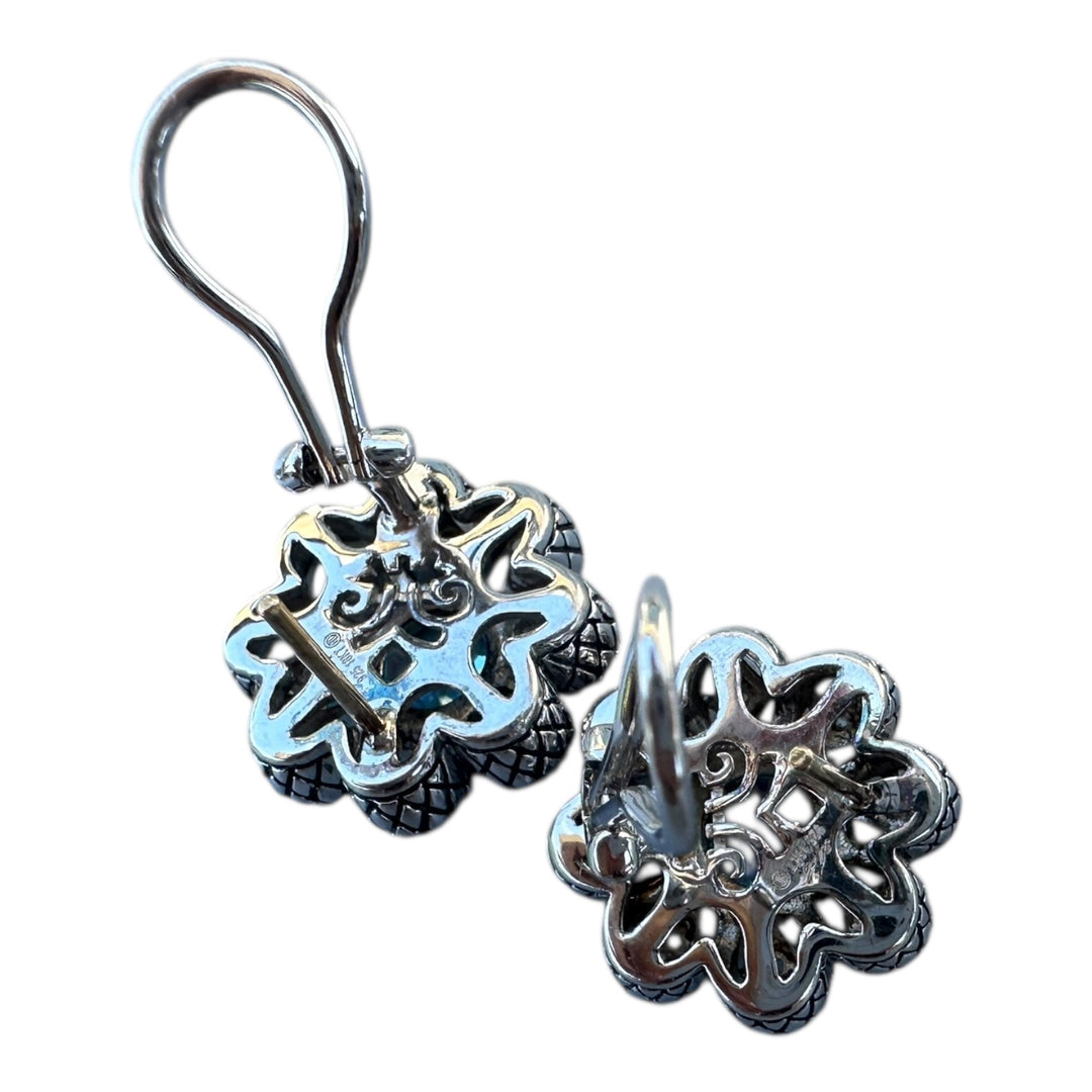 Andrea Candela 18k Gold Sterling Blue Topaz Earrings