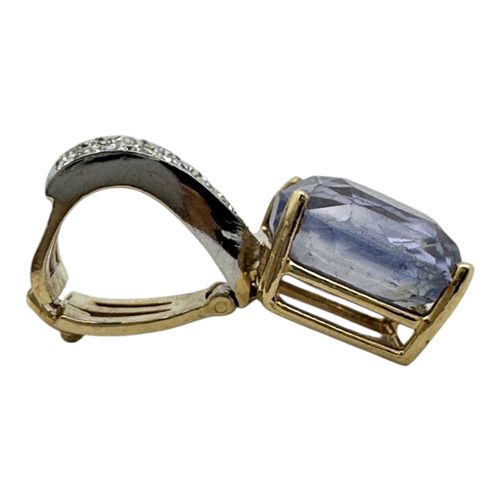 Certified 8.13 carat, Sri Lanka cushion blue sapphire, diamond enhancer pendant