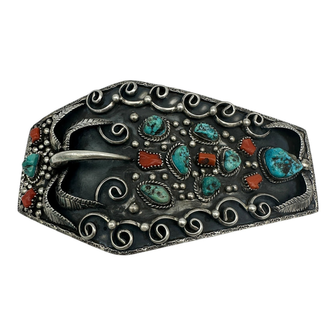 1976 Navajo Wild Bear Bob , Thunder Bolt Dan Turquoise Belt Buckel 6 oz Sterling