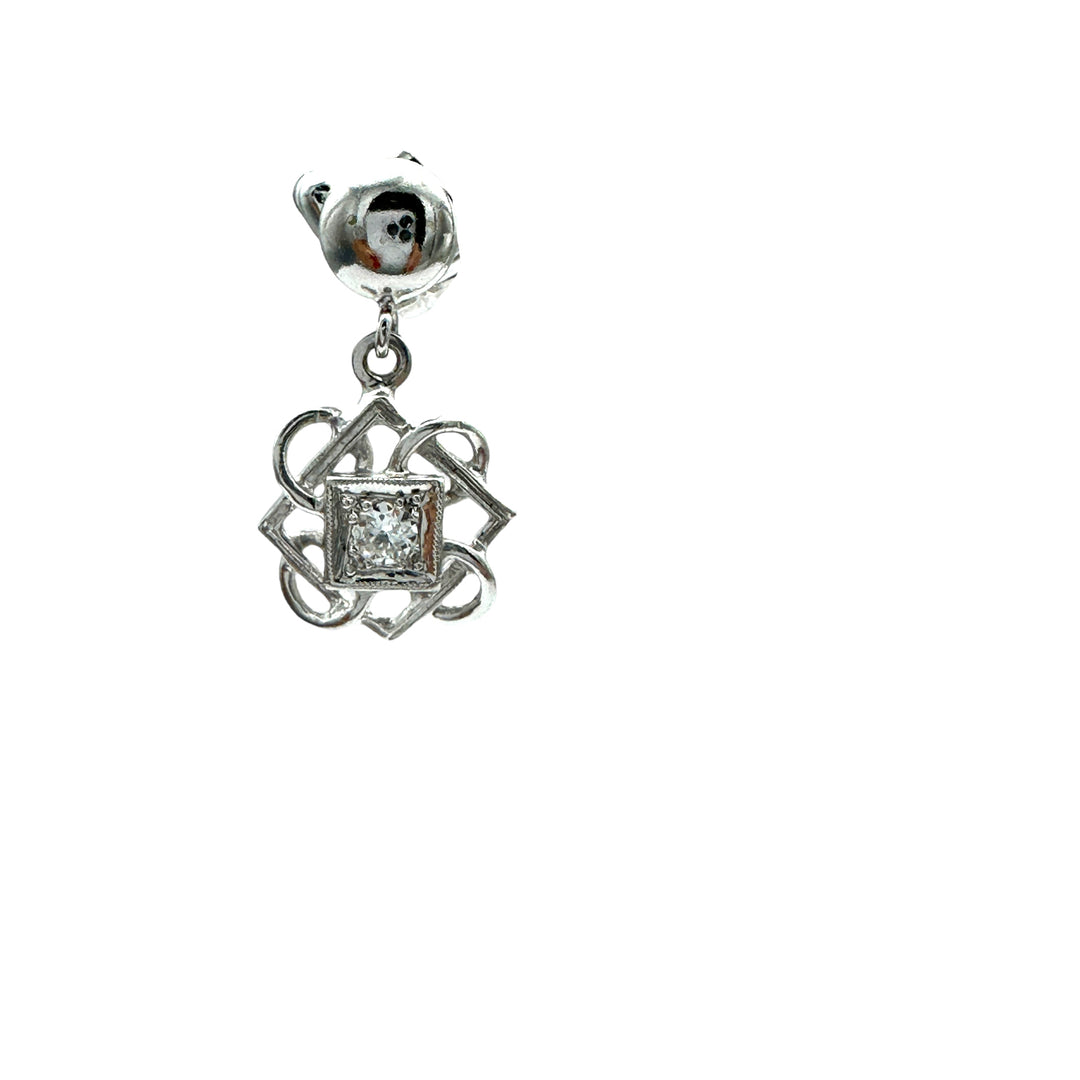 Celtic .25 ct Diamond 14k White Gold Dangle Earrings