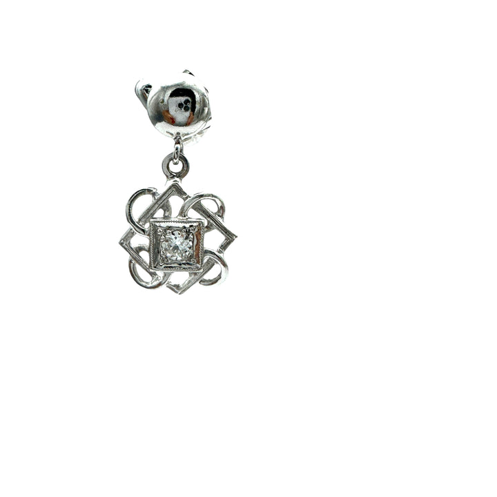 Celtic .25 ct Diamond 14k White Gold Dangle Earrings