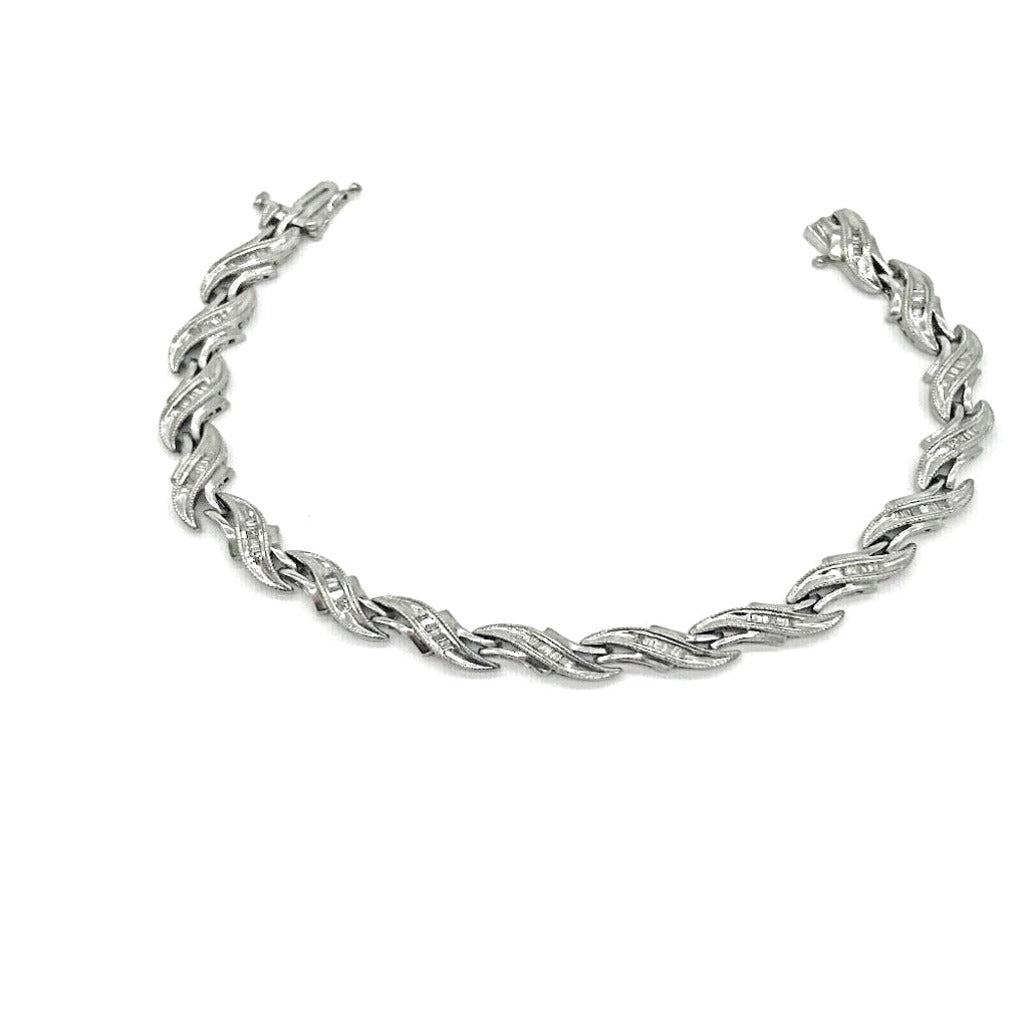 2.00 ct Baguette Diamond Tennis Bracelet, Sterling Silver