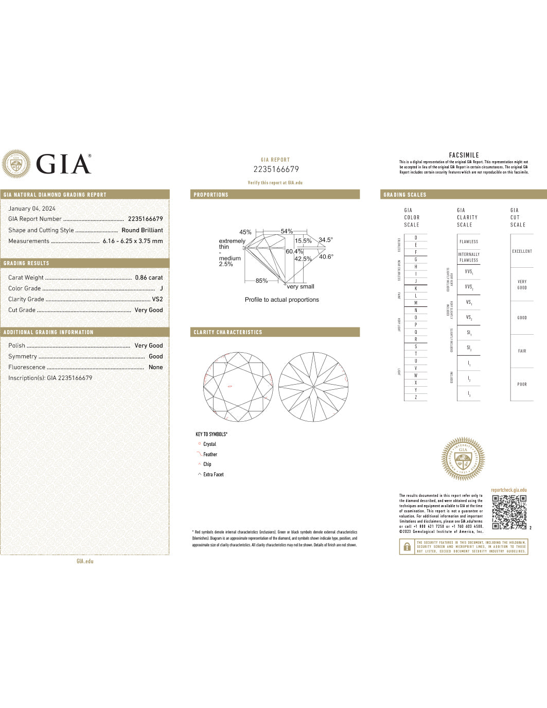 14Kt Engagement Diamond Ring GIA Certified .86 Carat Round VS2-J