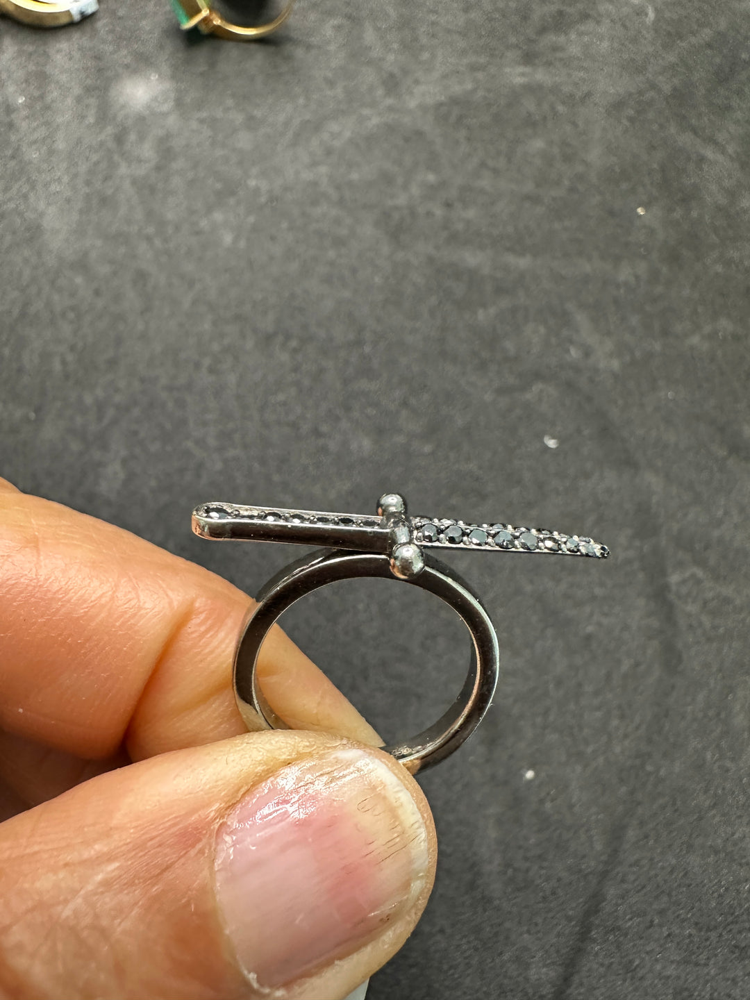 Designer 18Kt Dagger Black Diamond Ring