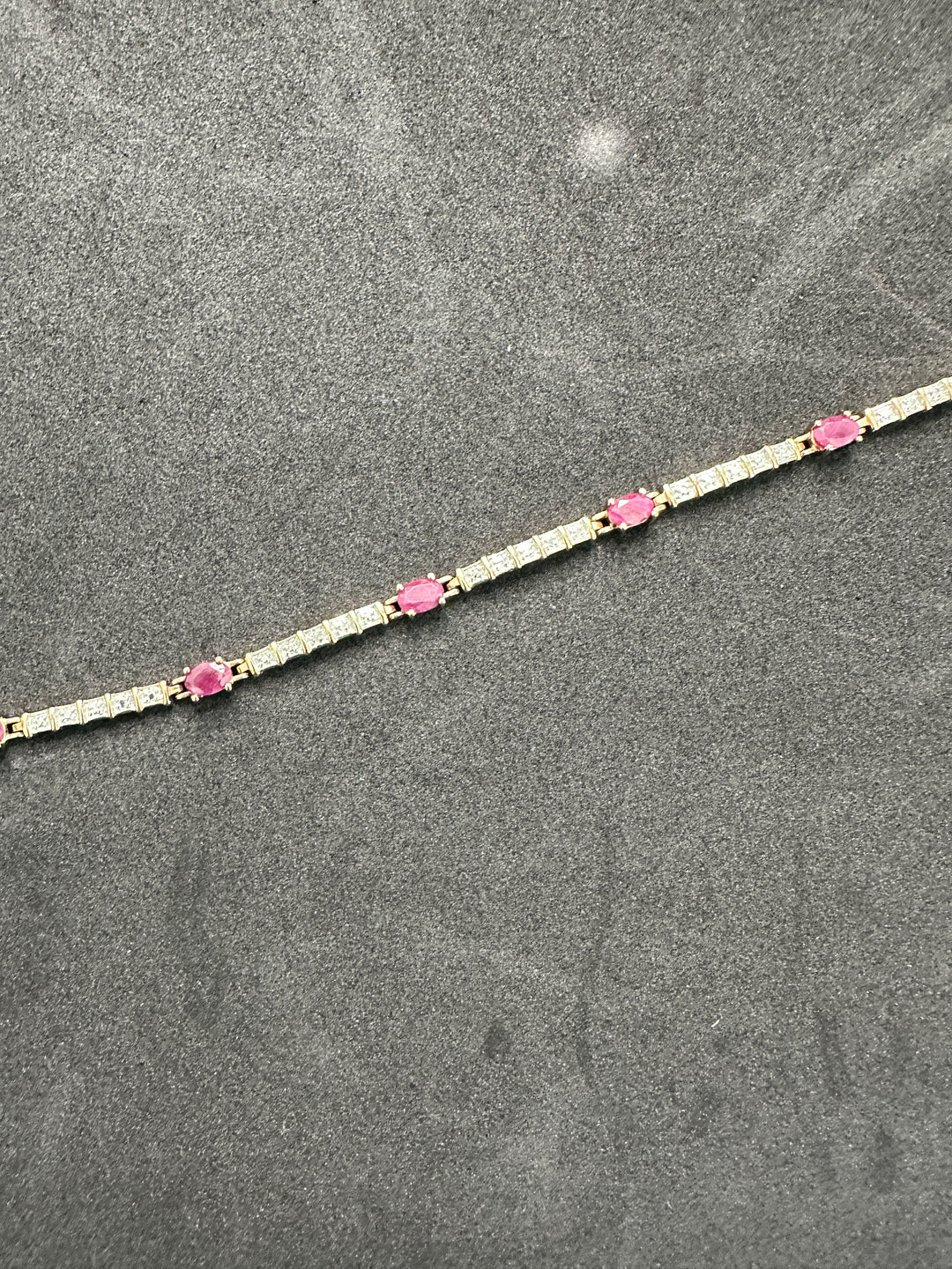 Genuine 1.25 Carats Ruby sterling gold link bracelet