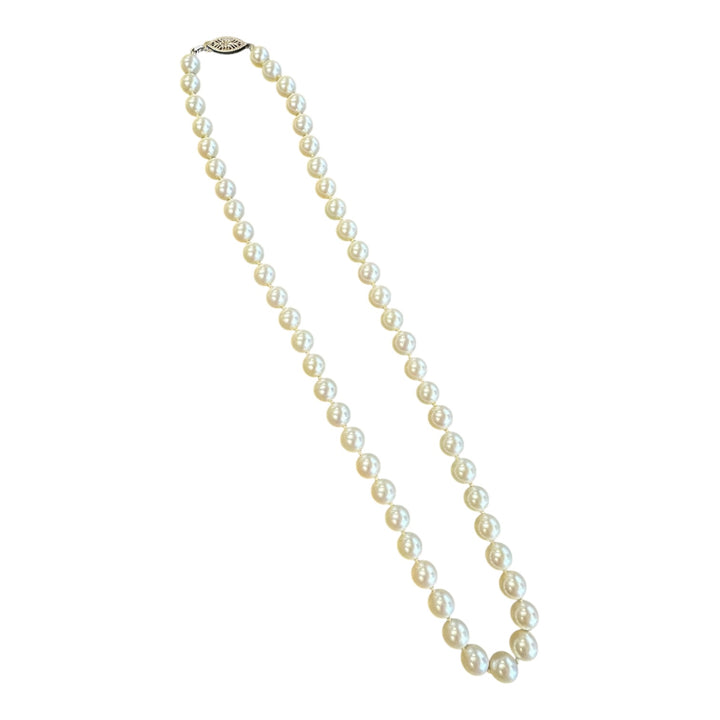 Vintage 16”  White 6.7 mm Akoya Cultured Pearl Strand AAA Quality