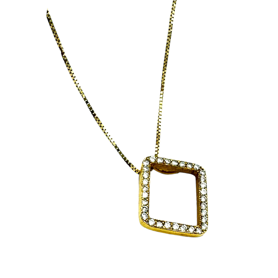 14Kt Yellow Gold .50 Carat Halo Modern Pendant & Chain VS Quality