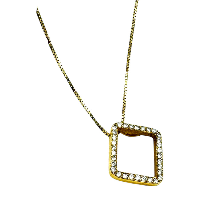 14Kt Yellow Gold .50 Carat Halo Modern Pendant & Chain VS Quality