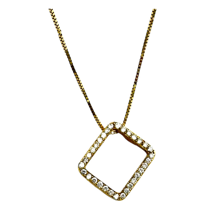 14Kt Yellow Gold .50 Carat Halo Modern Pendant & Chain VS Quality