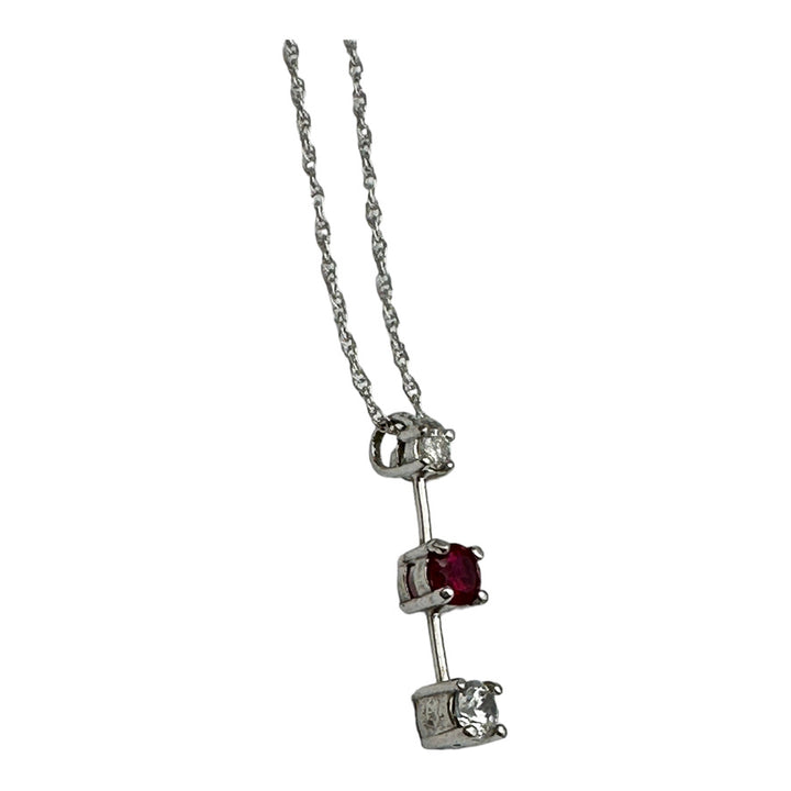 .53 ct Journey Ruby and Diamond Three Stone Pendant 14Kt White Gold