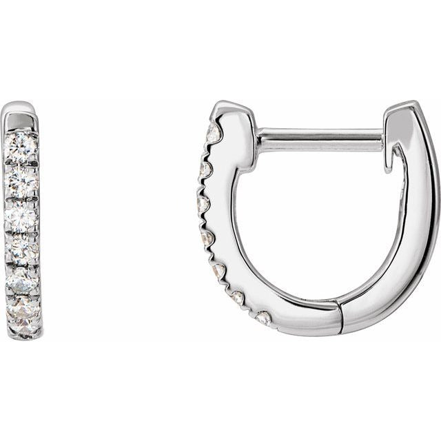 14kt White Gold 12 mm Hinged Hoop Earrings