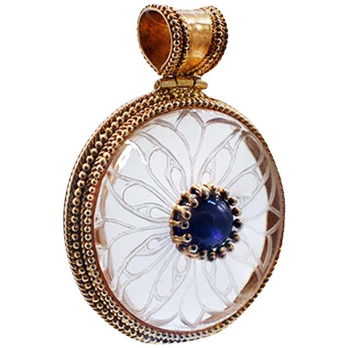 10 mm Reversible Etched Pendant with Purple Amethyst Sterling Silver