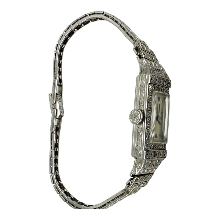 Art Deco Platinum 3.50Ct Diamond Watch VS-F 18-Jewel Manual Wind