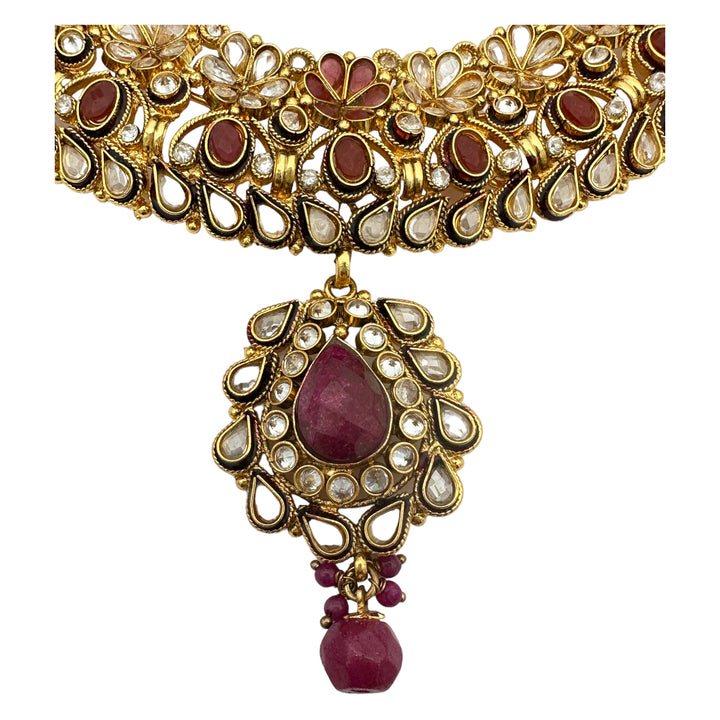 Egyptian Ruby Lavalier Dangle 2kt Electroplated Necklace
