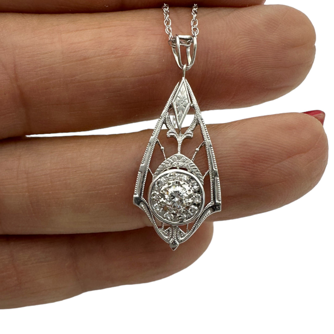 14kt Art Deco .33 Ct Diamond Pendant