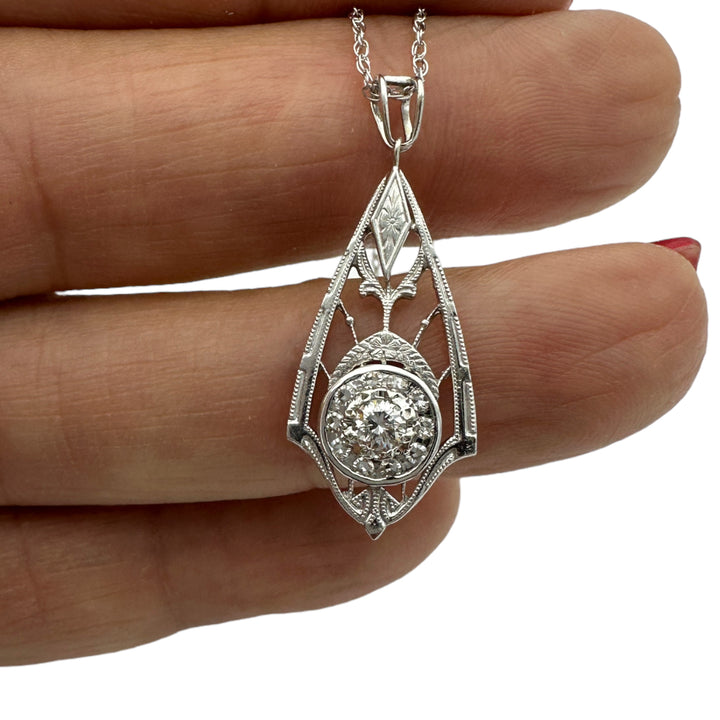 14kt Art Deco .33 Ct Diamond Pendant
