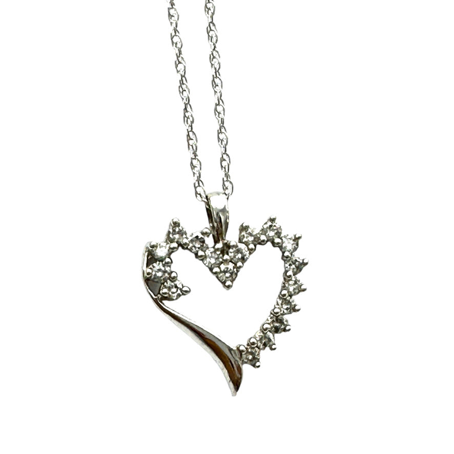 Heart Diamond Pendant 10K White Gold .50 ct