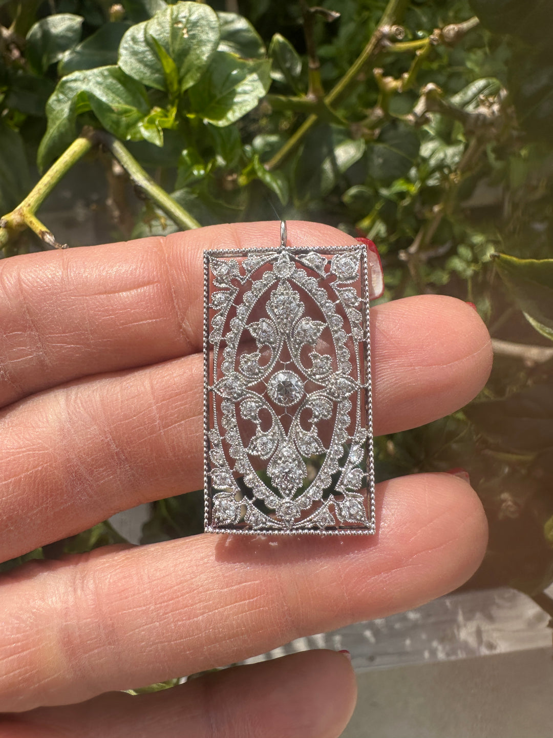 1800s Edwardian Platinum Diamond Pendant 2.25cts