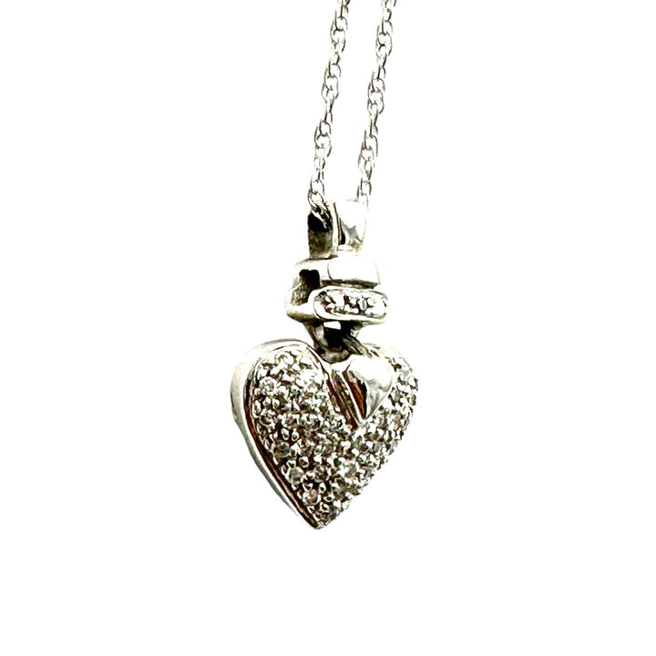 .70 ct 14Kt White Gold Pave Puffed Diamond Heart 1/2" Pendant