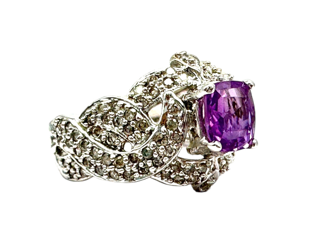 1.43 Carat Unheated Pink Sapphire and Diamond Ring, GIA Certified
