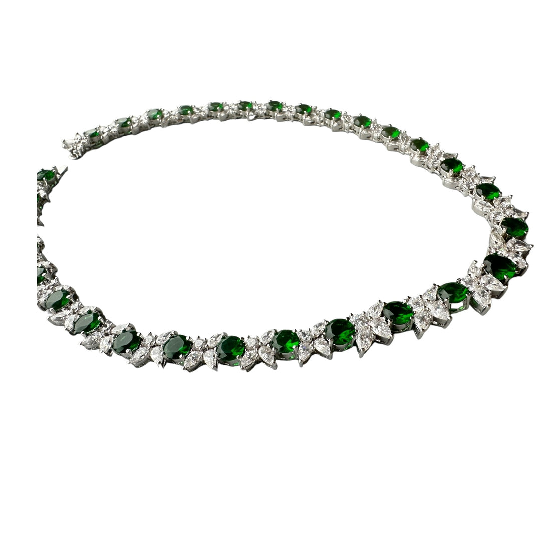 Sterling Silver 50cts Green Stone Infinity Necklace