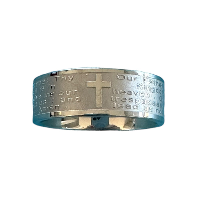 “The Our Father” Prayer Ring, 8mm Stainless Steel 