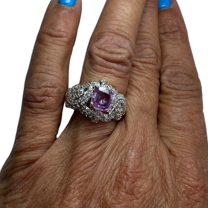 1.43 Carat Unheated Pink Sapphire and Diamond Ring, GIA Certified