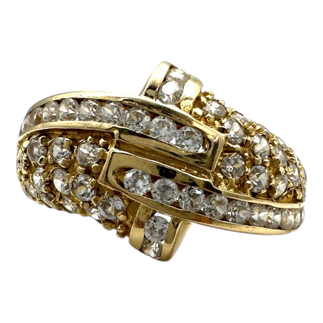18 Karat Yellow Gold, 1.30ct Diamond Dome Band Ring