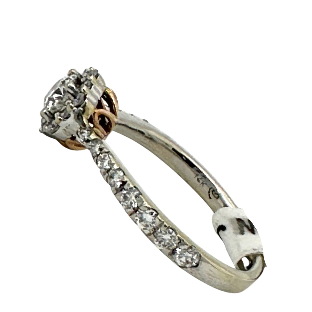 Halo .69 ct Engagement White and Pink 14kt Gold Ring