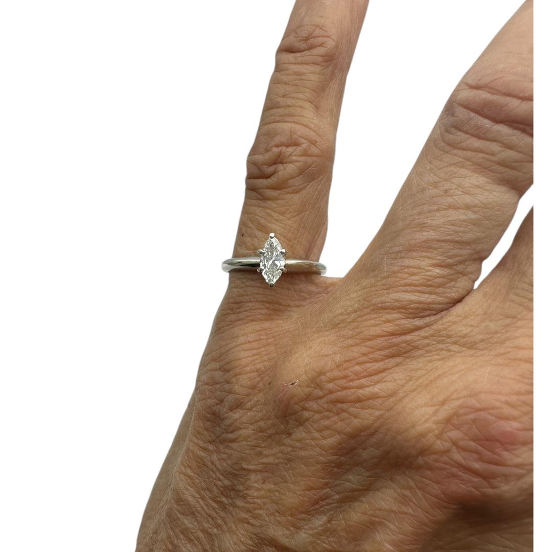 14kt White Gold .41ct Marquise-Cut Diamond Solitaire Ring