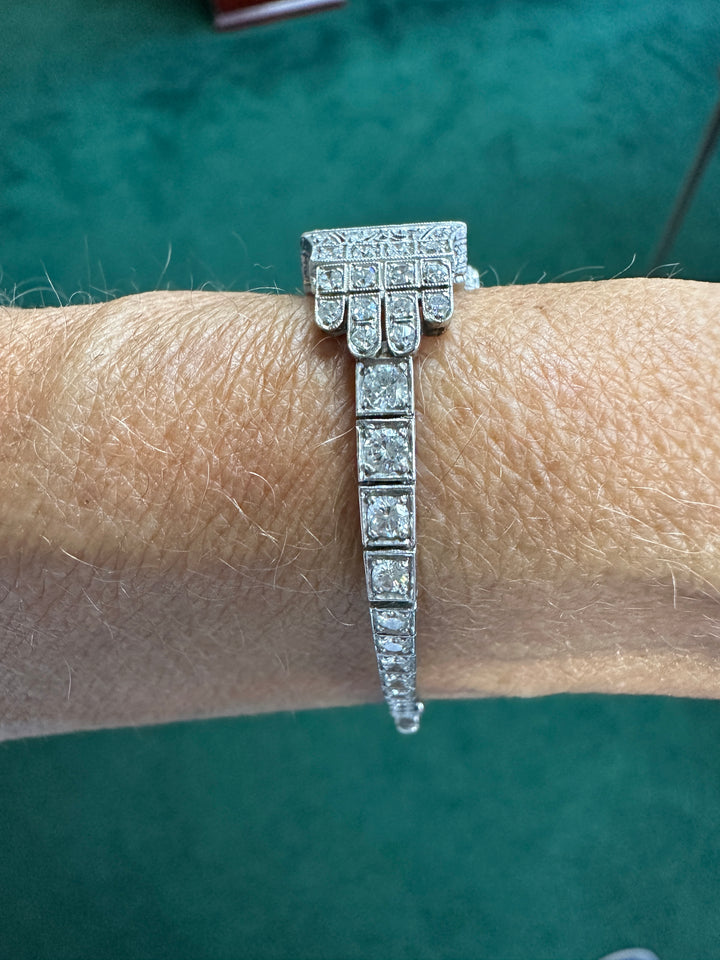 Art Deco Platinum 3.50Ct Diamond Watch VS-F 18-Jewel Manual Wind