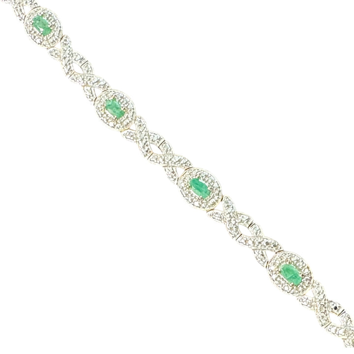 Genuine Emerald Sterling Silver Gold Accent Bracelet