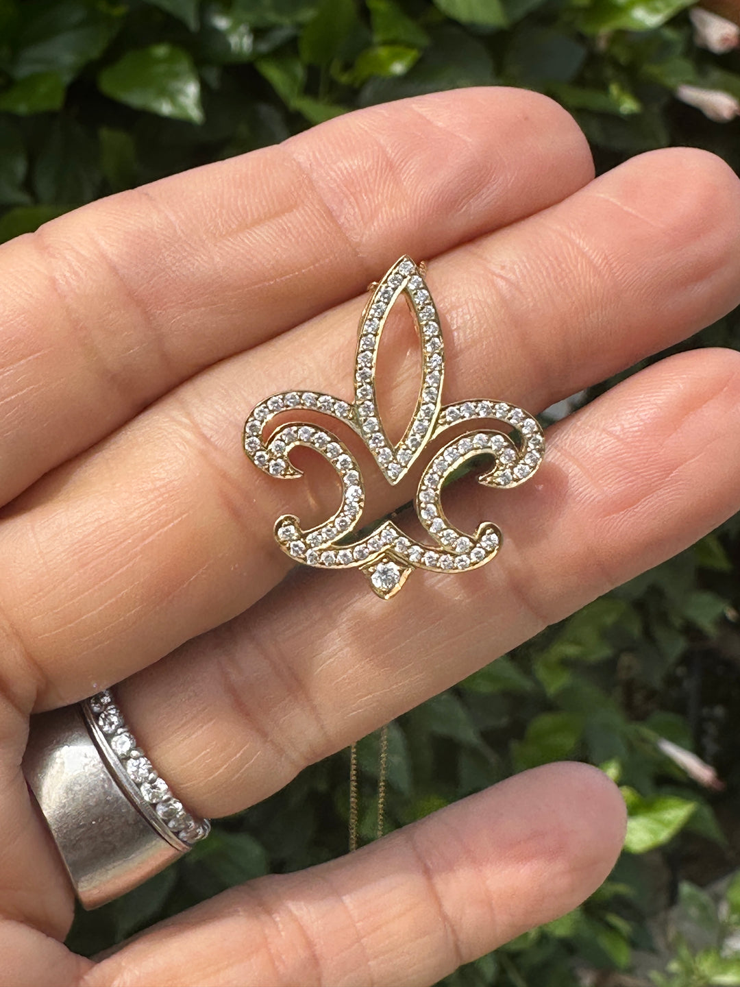 Fleur De Lis Diamond Pendant 14kt Yellow Gold .50 Carat Total