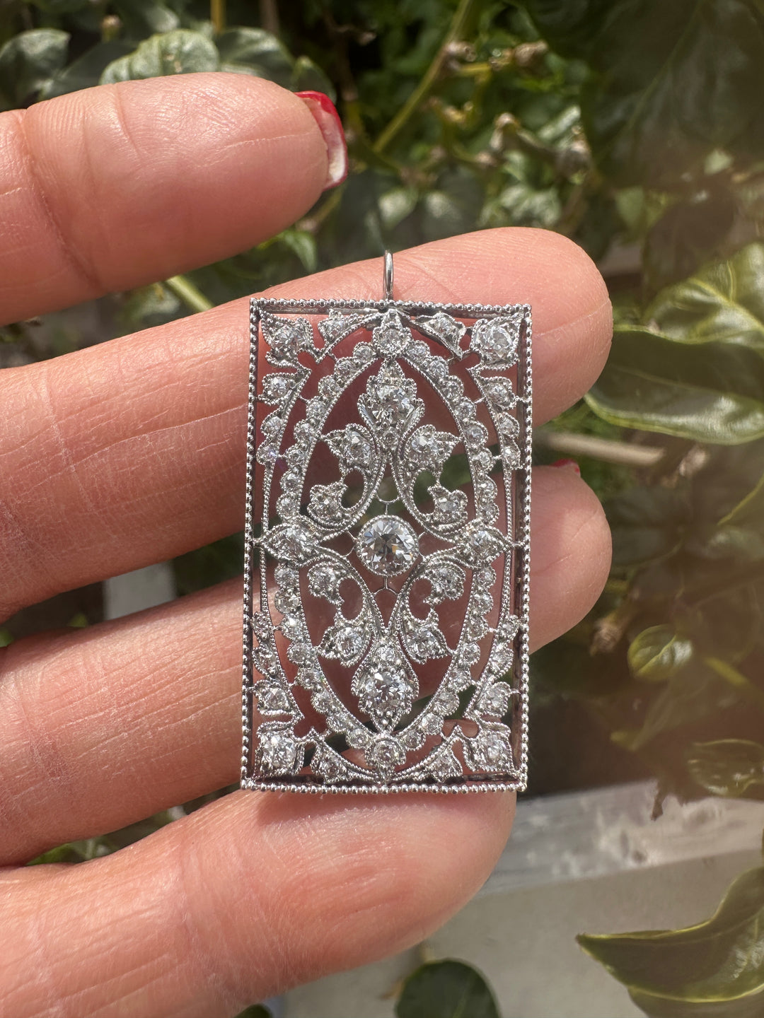 1800s Edwardian Platinum Diamond Pendant 2.25cts