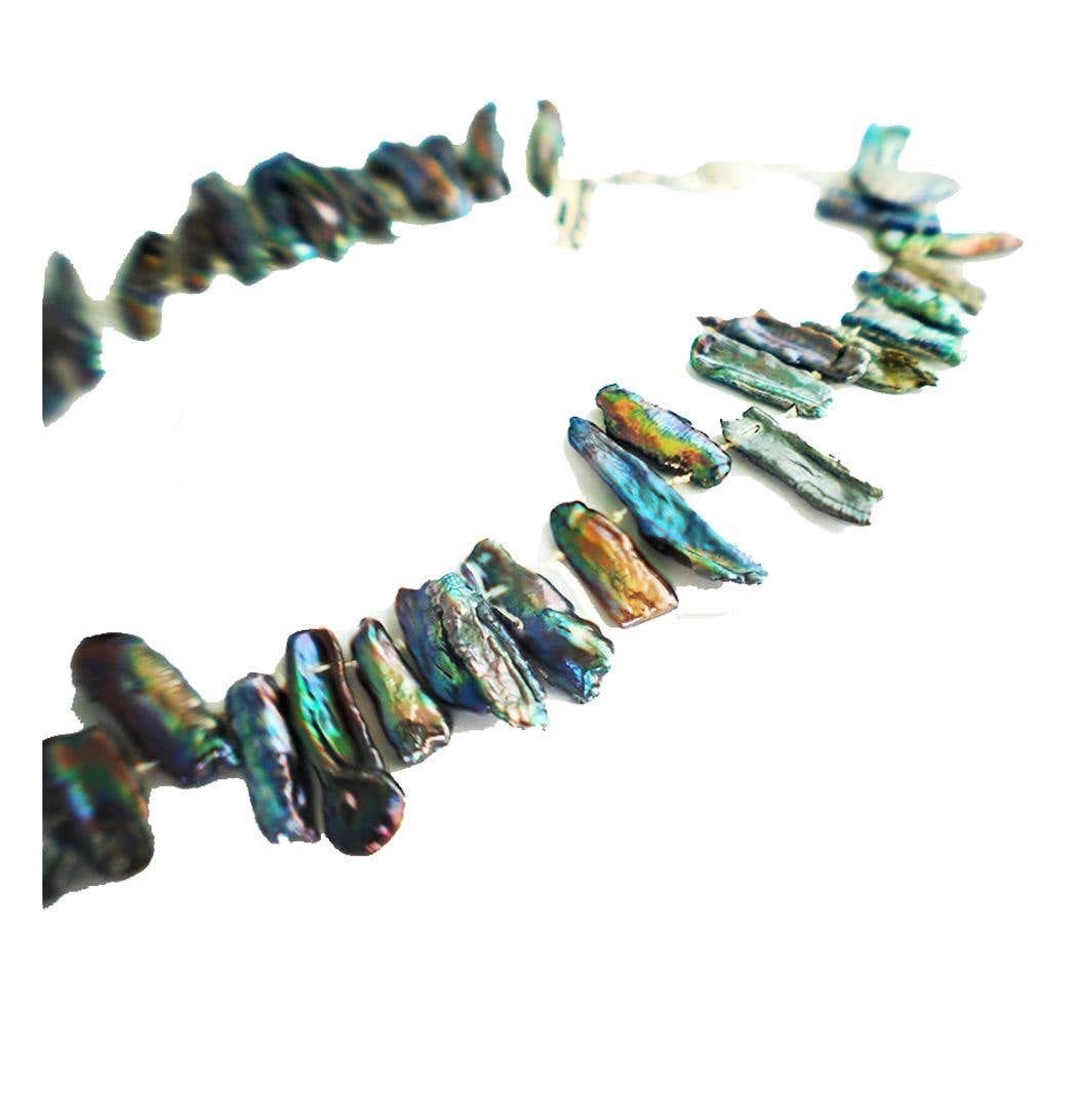 Designer Abalone Shell Necklace Lustrous Colors