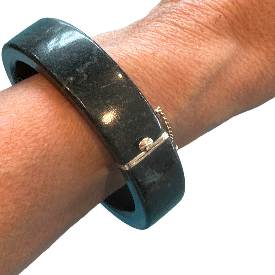 14kt Green Moss Agate 1/2”Cuff Bangle