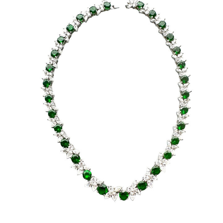 Sterling Silver 50cts Green Stone Infinity Necklace